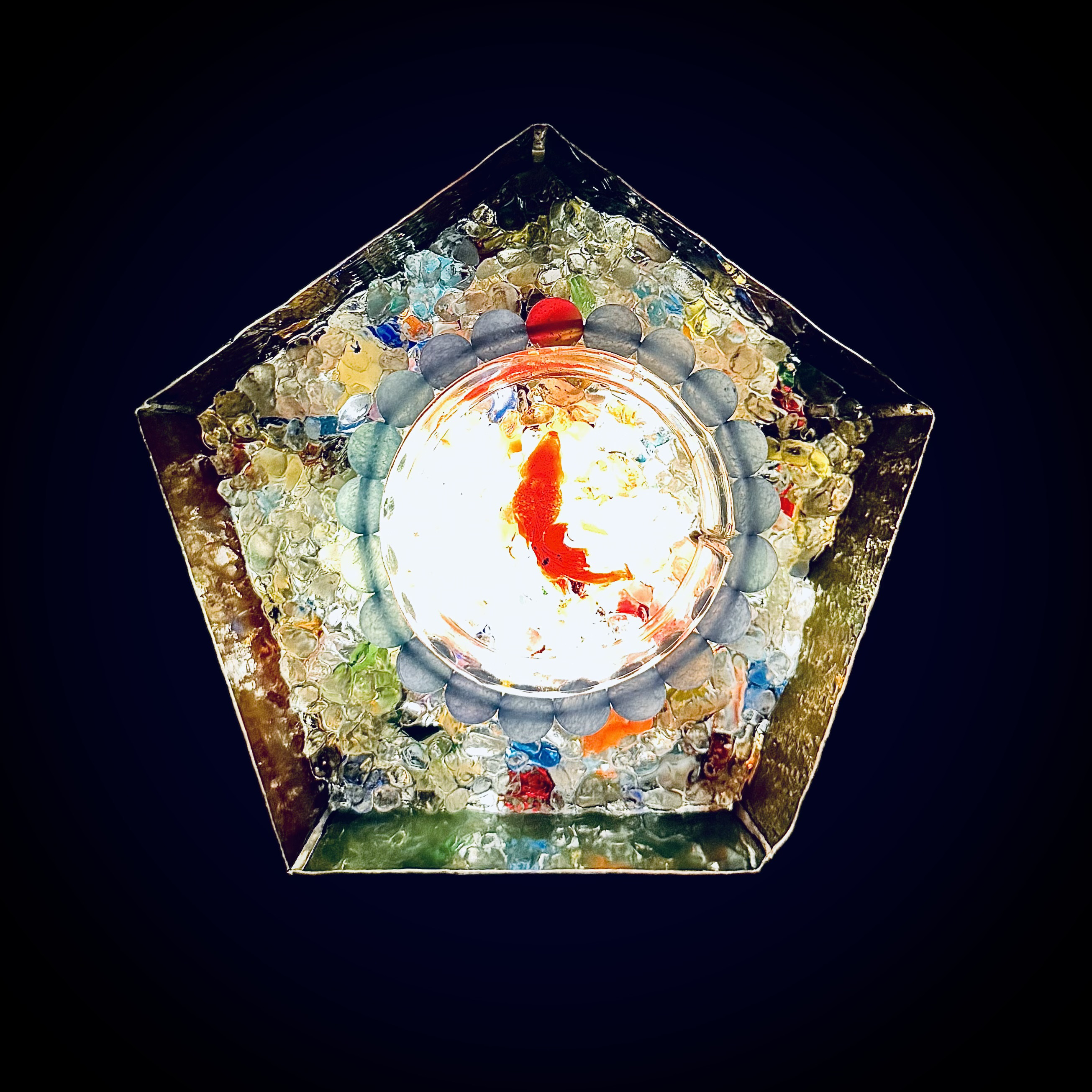 L-49 自然石のブレスレット& ステンドグラスのイルミネーション皿