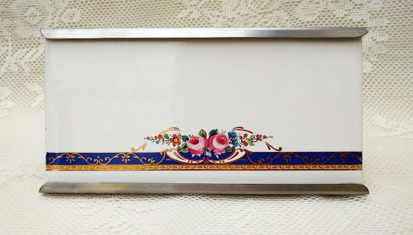 8x16cm横長タイル表札+専用ステンレスフレーム　ブルーライン 3枚目の画像