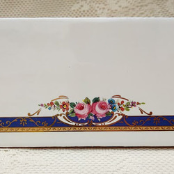 8x16cm横長タイル表札+専用ステンレスフレーム　ブルーライン 2枚目の画像