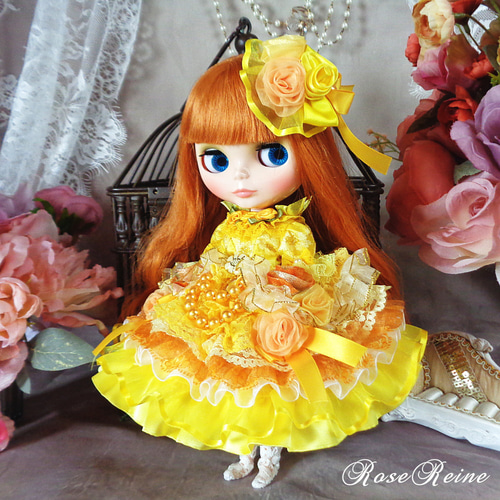 XmasSaleロリータロマンス 煌めく魅惑のフリルドールドレス豪華5点セット XmasSale】ロリータロマンス 光の中の天使 光り輝くミモザイエロー