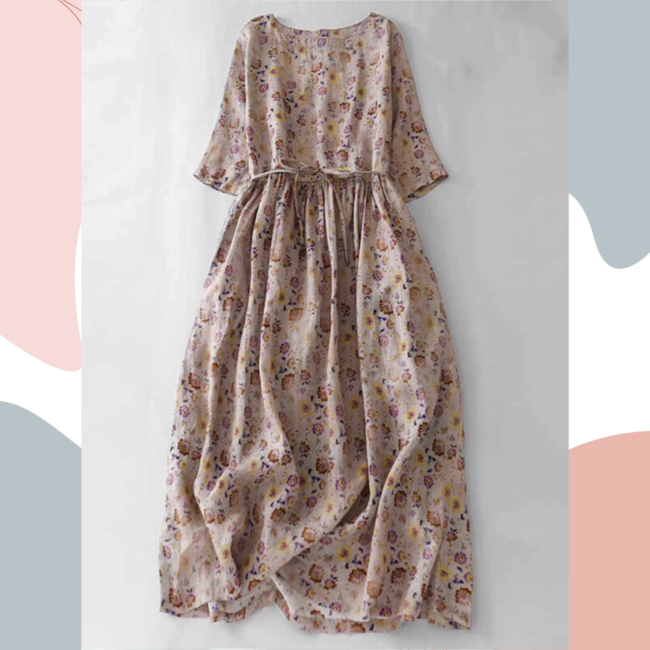 【受注】 新作 お洒落 綿麻  ワンピース  洗濯可