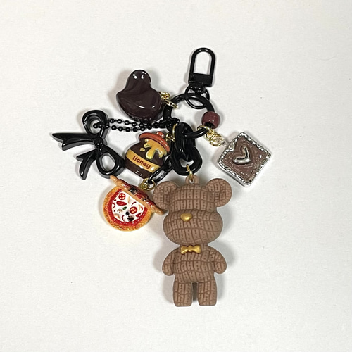 じゃらじゃらキーホルダー キーホルダー バッグチャーム ブラック くま