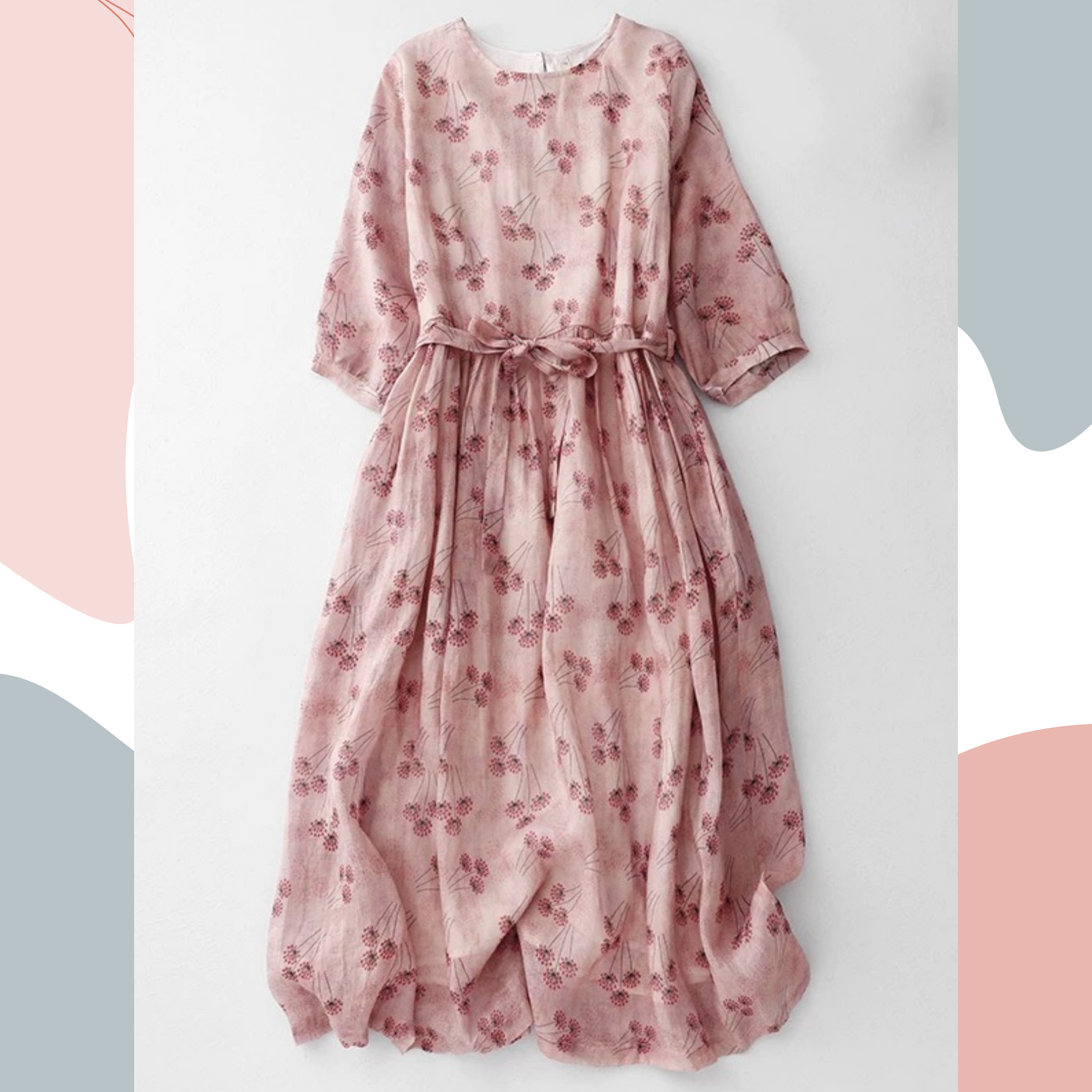 【受注】 新作 お洒落 綿麻  ワンピース  洗濯可