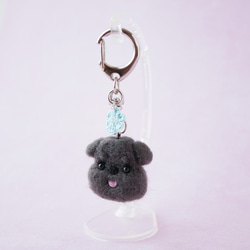 シュナウザー ブラック お花キーホルダー バッグにつけて一緒にお出かけ ギフト プレゼント シュナウザーグッズ 10枚目の画像