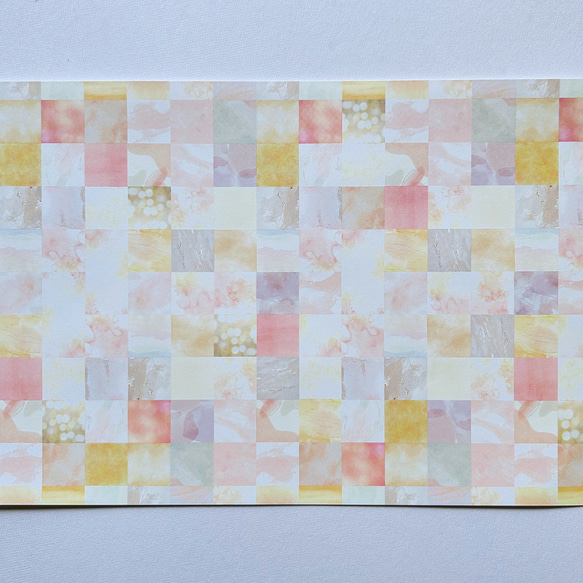 オリジナル デザインペーパー ブロックチェックピンク　A4 10枚 2枚目の画像