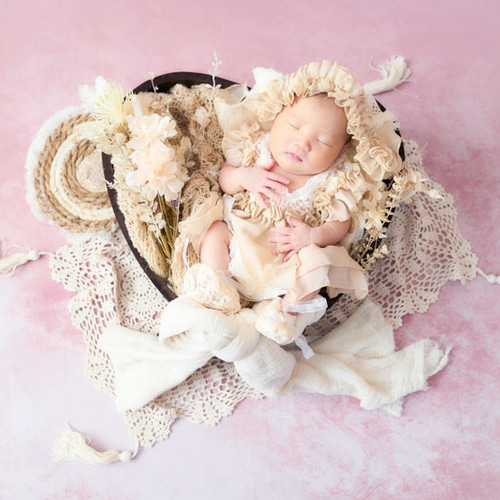 レンタル】SPニューボーンフォトセット②(ハート桶、床、装飾