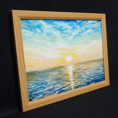 海外最新 絵 油彩画 油彩 油絵 絵画【癒しの朝焼けの海】 通販 HR 絵画 絵画