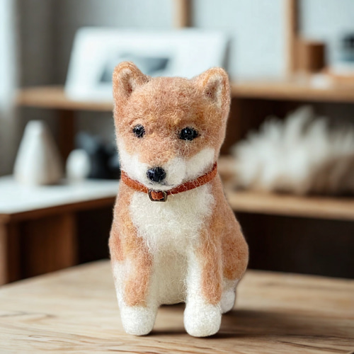 いつでもいっしょ♪ ふわふわ羊毛フェルトの小さな柴犬 犬のぬいぐるみ