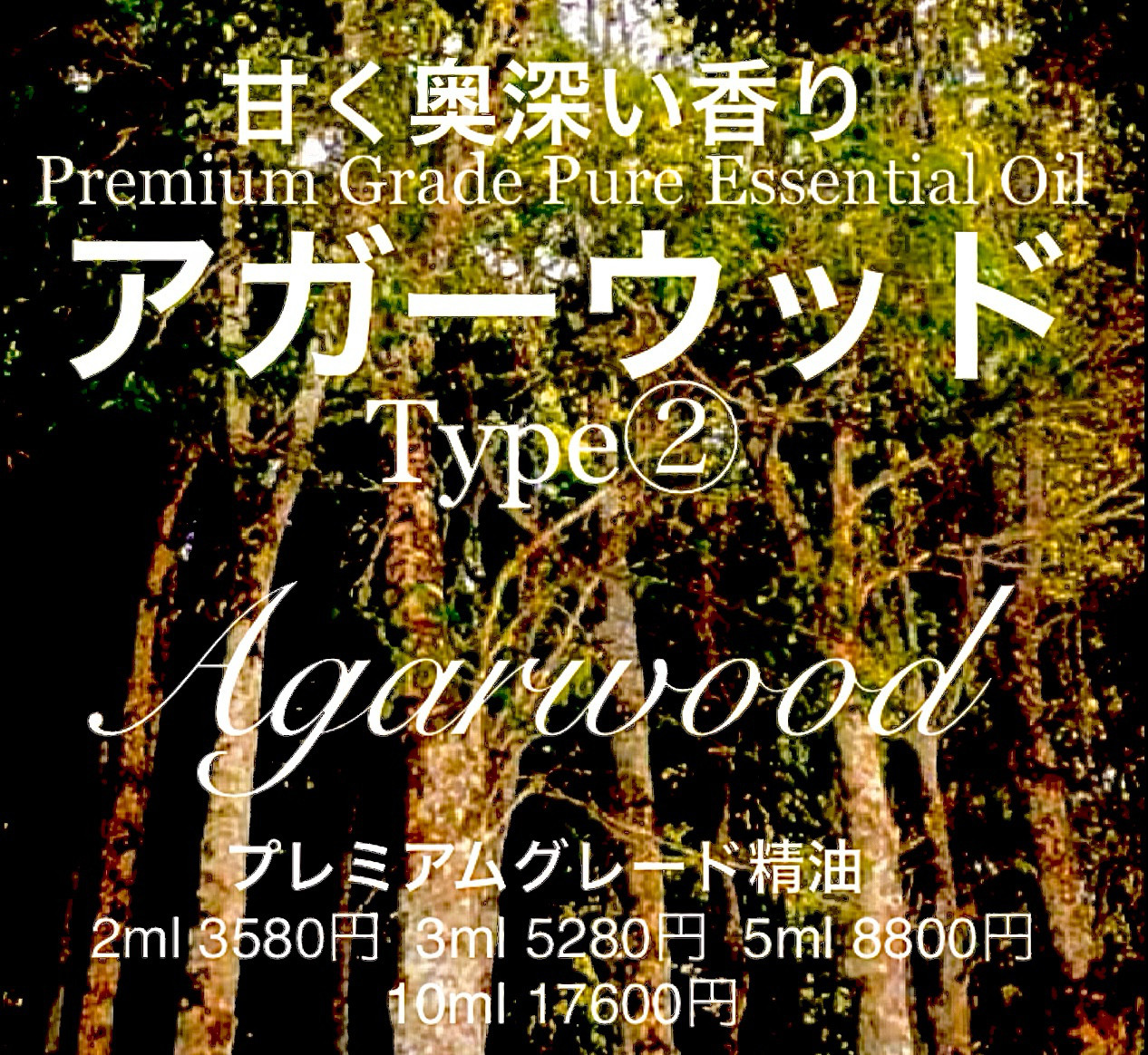 【甘く奥深い香り】アガーウッドType②精油5ml