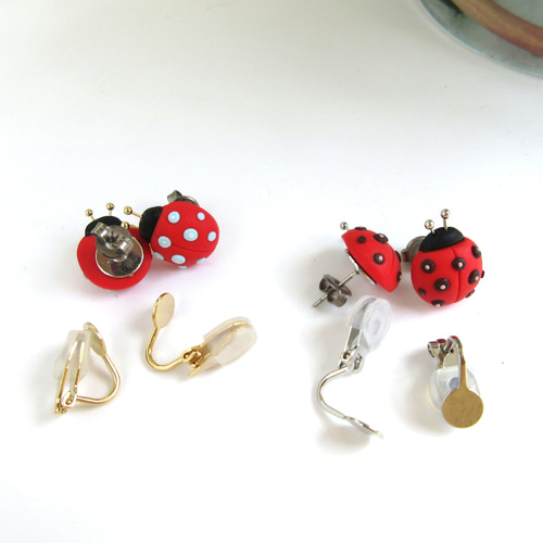 天使のようなてんとう虫（Ladybug）のピアス/イヤリング。【Creema限定