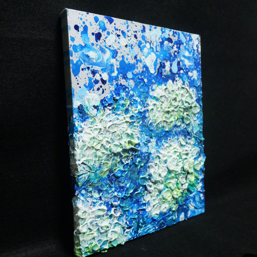 油絵 油彩 油彩画 絵画 絵 【梅雨に咲くピンクの紫陽花