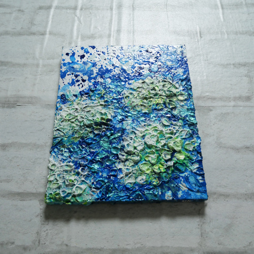 【2/29まで¥1000OFF】3Dテクスチャーアート 60×120cm 油絵風 初夏の雫】3Dテクスチャーアート / 紫陽花カラーのモダン油絵 絵画