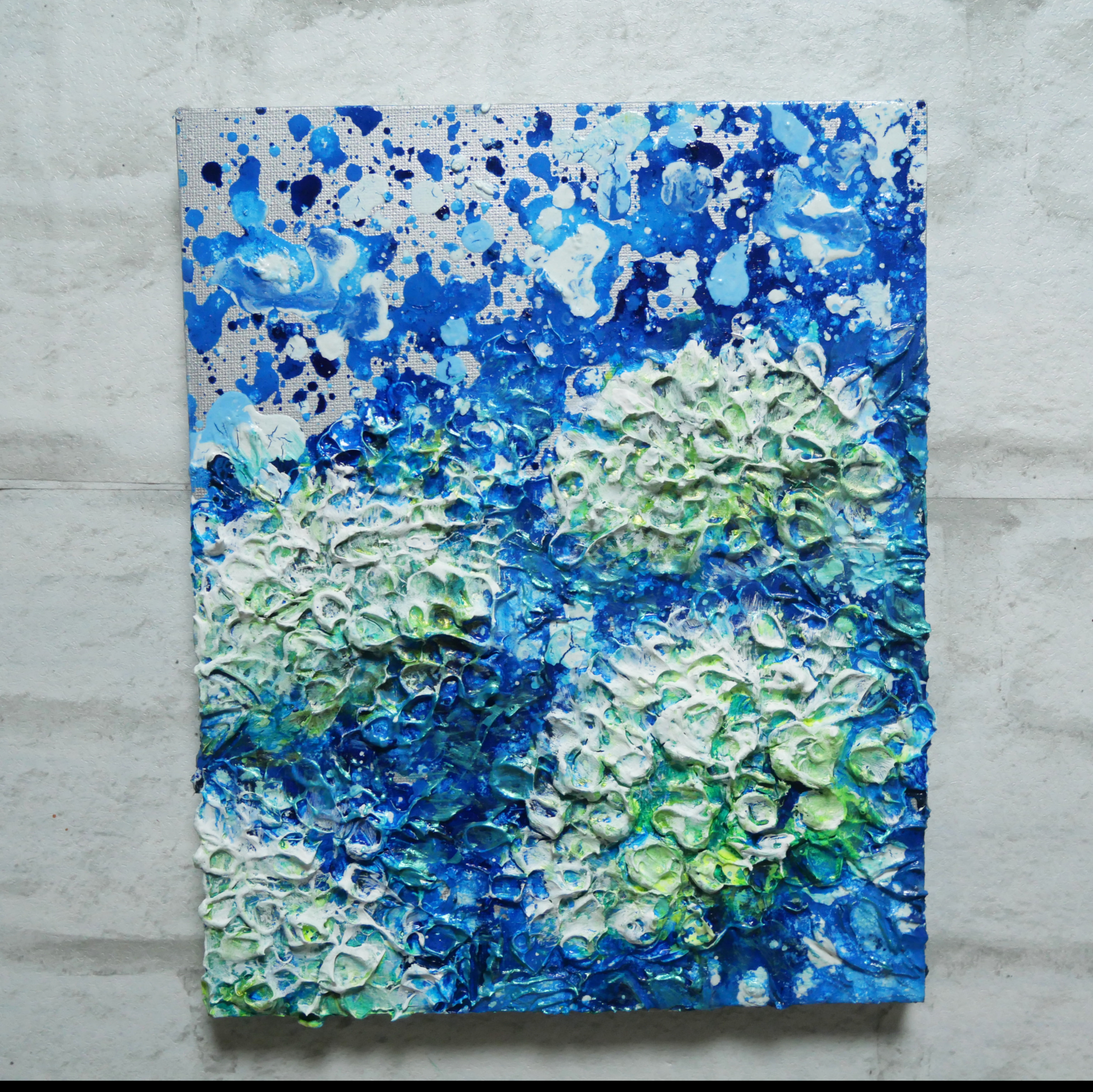 【一点物】『　雨音と白い紫陽花　』油絵 F3号　油彩　油画 一点物】『 白い部屋の紫陽花 』油絵 油彩 油画 インテリア