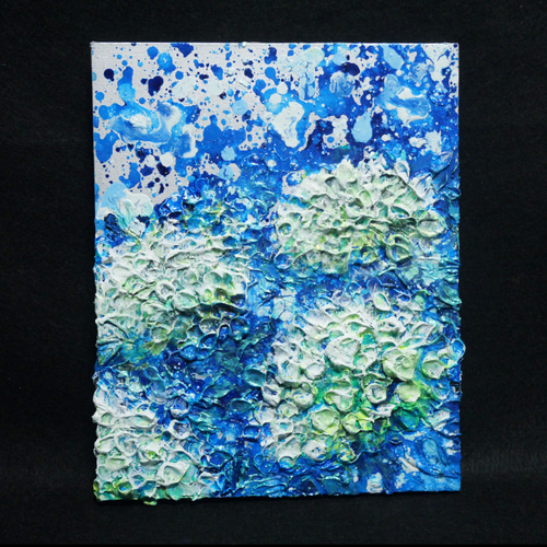 油絵 油彩 油彩画 絵 絵画【梅雨の水たまり白い紫陽花】 絵画