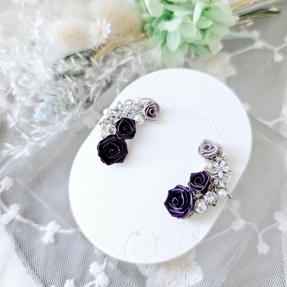 紫薔薇の華やかイヤーカフ《シルバー》 イヤーカフ petit mignon 通販