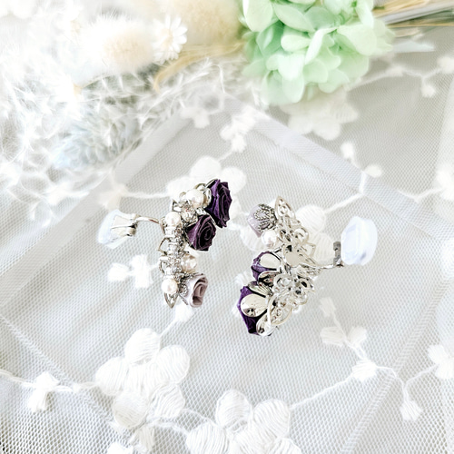 紫薔薇の華やかイヤーカフ《シルバー》 イヤーカフ petit mignon 通販
