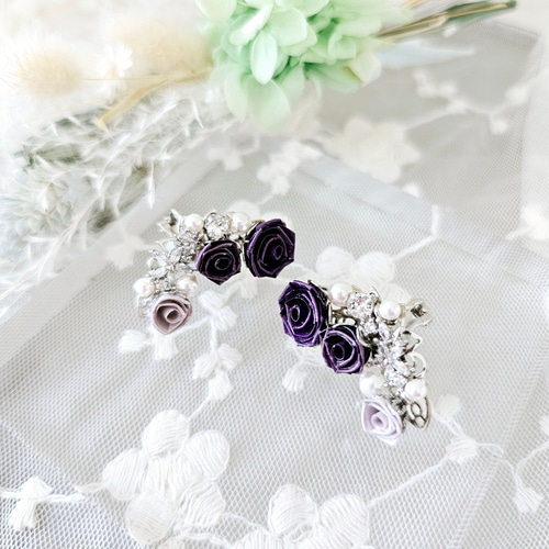 紫薔薇の華やかイヤーカフ《シルバー》 イヤーカフ petit mignon 通販