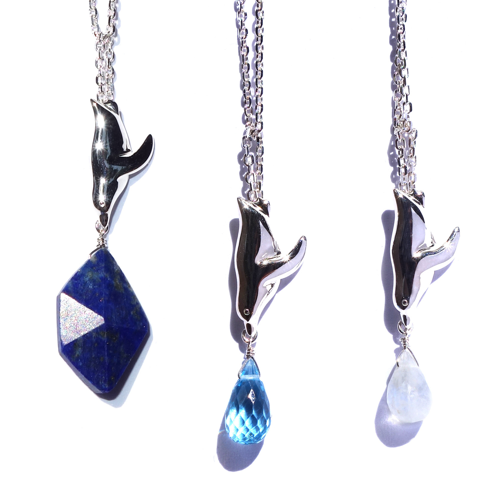 ダイビングペンギン・チャーム式ネックレス潜水・ムーンストーンSV【PioParakee】Penguin