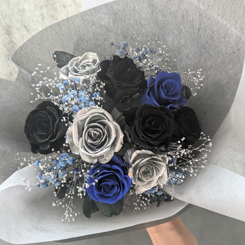 プリザーブドフラワー黒薔薇の魔法発動中シリーズ／黒、シルバー、青