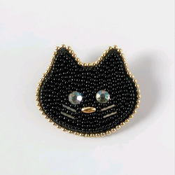 ビーズ刺繍♢黒猫のブローチ ブローチ isoa/イソア 通販 10885696