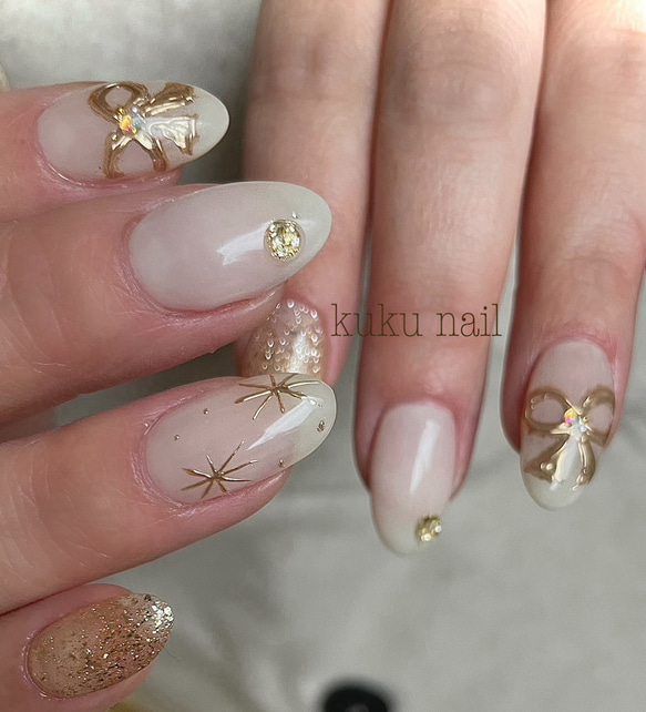 69))ミラーネイル リボンネイル フレンチガーリー ホワイト ネイルチップ 69))ミラーネイル リボンネイル フレンチガーリー ホワイト ネイル