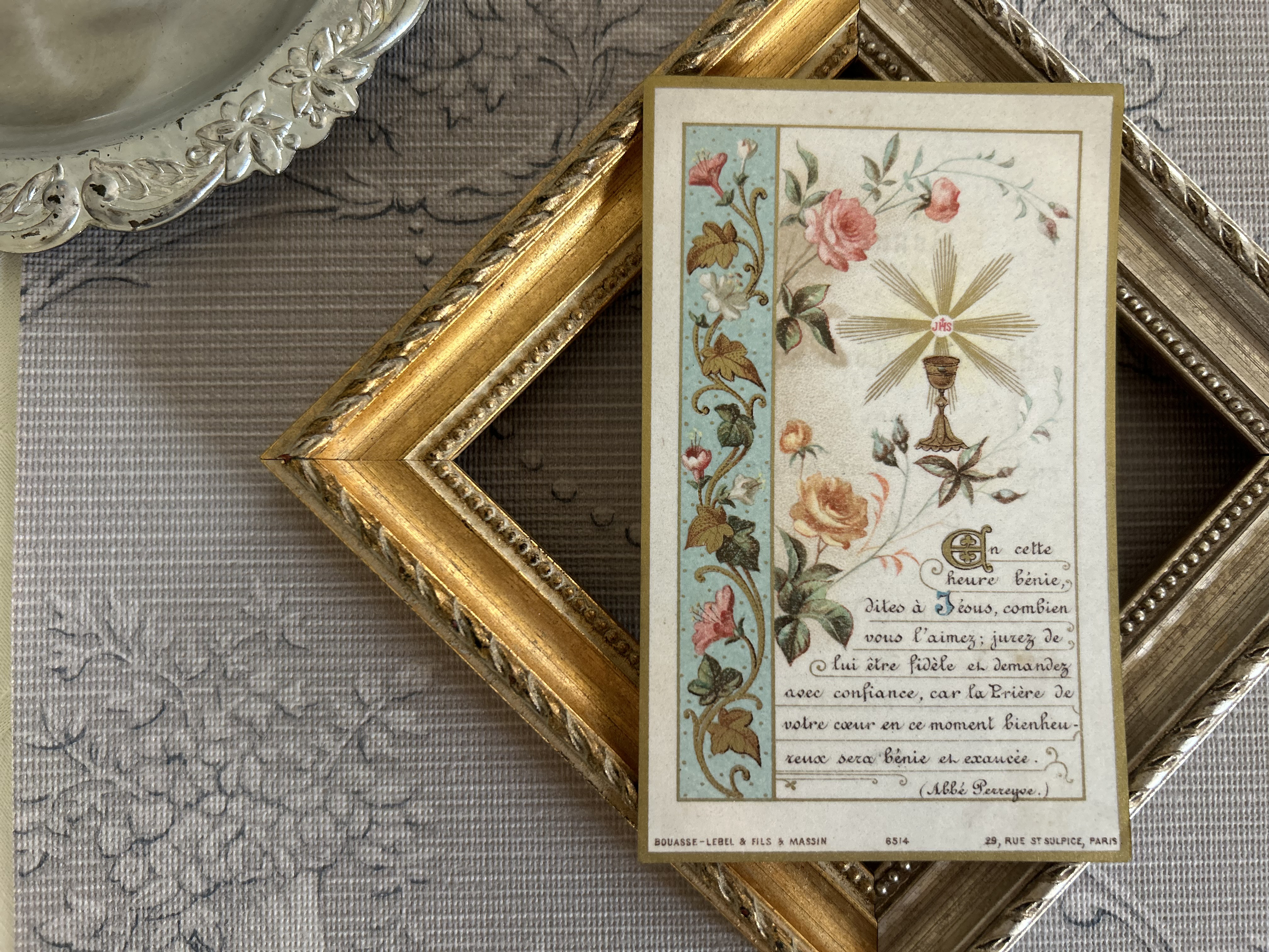 フランス アンティーク カードコレクション フランスアンティーク Holy Card ホーリーカード 薔薇 聖杯 1894