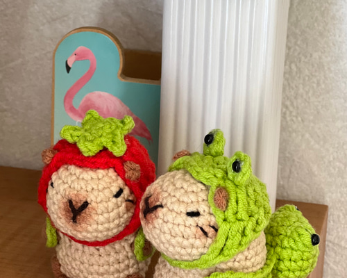 あみぐるみ　ハンドメイド　カピバラ　夏♡ ハンドメイド カピバラのあみぐるみ かぴばら - メルカリ