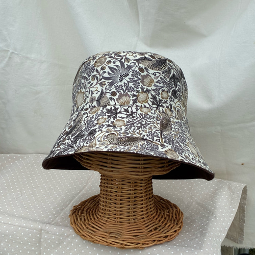 ◇1点限り◇ 帽子 simply ハット ウィリアムモリス 茶 60cm ③ いちご