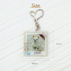 フレームキーホルダー 写真入り 50mm うちの子 ペット グッズ オリジナル オーダーメイド 4枚目の画像