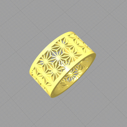 K18ゴールド波形デザインリング 約8号 K18 青海波のリング 日本伝統の格子文様 和柄リング 3D-CADデザイン