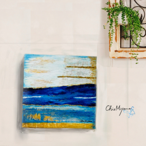 原画 『青の輝き』光 インテリアアート テクスチャーアート おしゃれ