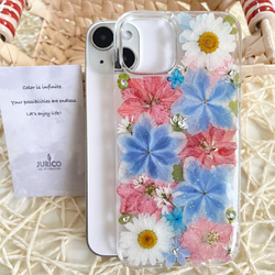 キラキラグリッターが流れる押し花スマホケース ☆iPhone 限定