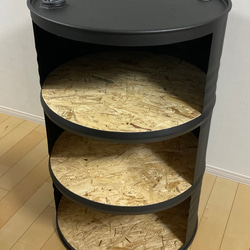 ☆☆☆ドラム缶リメイクラック☆☆☆（ブラック・2段） ドラム缶リメイクオープン2段ラック(LEDライト付き)［受注製作