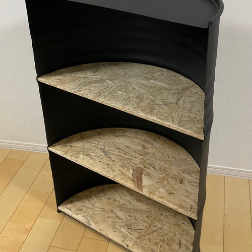 受注製作品】ドラム缶ハーフラック 棚・シェルフ・ラック 自遊工房