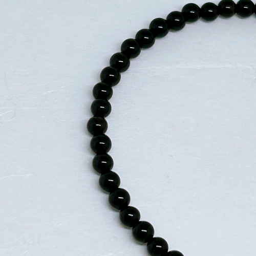 AAAモリオン4mmブレスレット内径14cm＋アジャスター2cm 黒水晶 不安