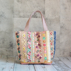 美しいインド刺繍リボンのトートバッグ②【Sサイズ】 2枚目の画像