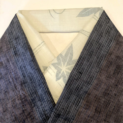 【新品】麻45%混半衿（流水に紅葉）い　春 夏半衿  三つ折り縫い リネン混　縮半襟　　小千谷　 5枚目の画像