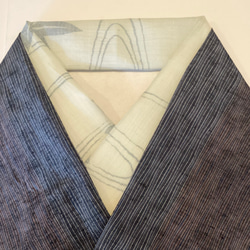 【新品】麻45%混半衿（流水に紅葉）い　春 夏半衿  三つ折り縫い リネン混　縮半襟　　小千谷　 4枚目の画像