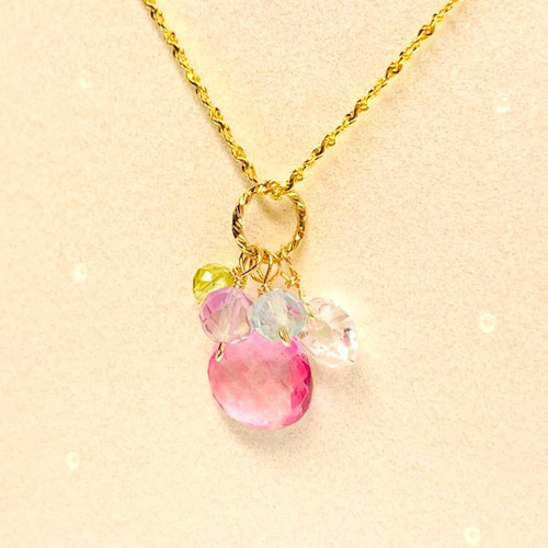 天然石ペンダントトップ】ピンクトパーズ 14kgf /Silver ハンドメイド
