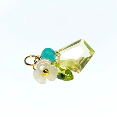 1点作品☆ 宝石質レモンクォーツ14kgfネックレストップ 天然石ペンダントトップ】レモンクォーツ 14kgf /Silver ハンドメイド