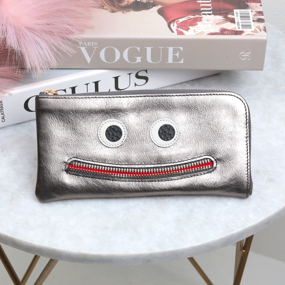 【ミラーメタリック/ニッコリL字長財布】思わずニッコリ笑顔になってしまう/薄マチ軽量のモンスターL字財布/L字長財布