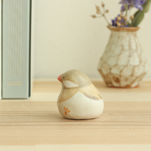 陶土のシナモン文鳥 小鳥の置物 その他インテリア雑貨 陶ノ鳥ひよこや