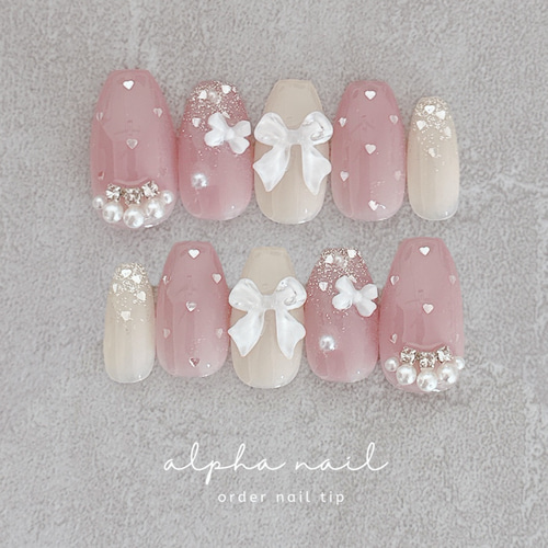 ピンク ハートドットネイルチップ ネイルチップ（つけ爪） alpha nail