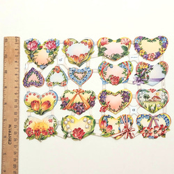 2シート　ドイツ製　クロモス　ハートとお花　(チューリップ　スズラン　薔薇　お日様) 3枚目の画像