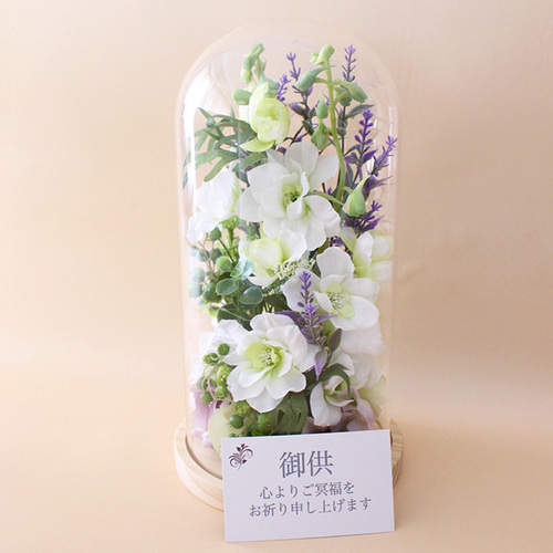 お供え お悔やみ 新盆 初盆 喪中見舞い FUNERALウッドガラスドーム