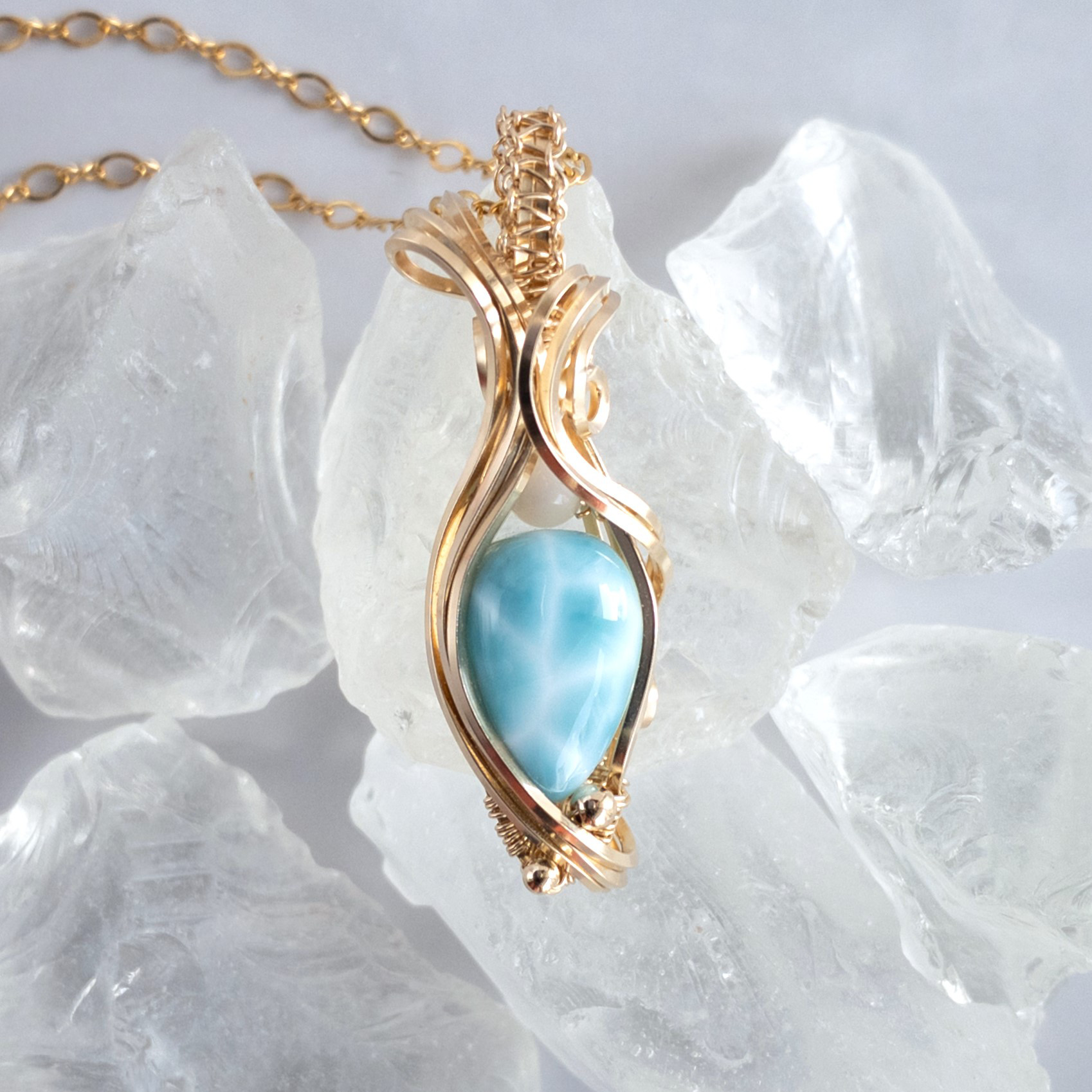 ＜ラリマー＞ 14kgf スリークライン ペンダント