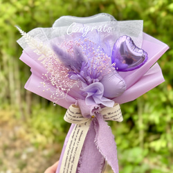フラワーバルーンブーケパープル｜卒業｜名入れ可｜発表会｜誕生日