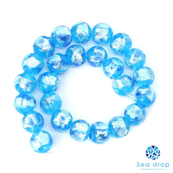 Sea drop 光る ホタルガラス アクアブルー8mm 半連 25玉 約20cm
