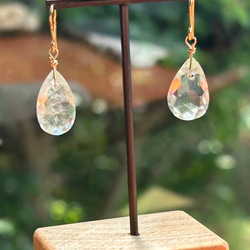 K24純金フック◇リビアングラス ピアス◇K24 Pure Gold Libyan desert glass 15枚目の画像