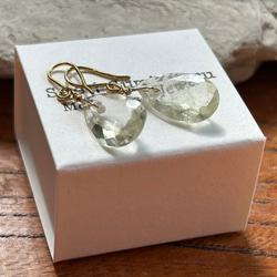 K24純金フック◇リビアングラス ピアス◇K24 Pure Gold Libyan desert glass 16枚目の画像